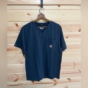 Carhartt Force Cross-Flex Modern Fit V-Neck Men’s Scrub Top, Navy, S